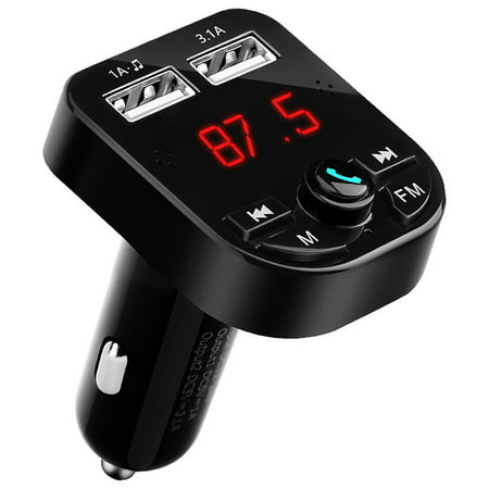 FINEC Bluetooth 4.2 FM Transmitter Wireless Handsfree Car MP3 Player 2 USB Charger (Best Car Bluetooth Fm Transmitter 2019)