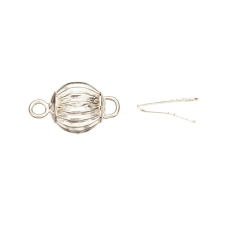 Silver Ball Clasp - Corrugated Ball Design Clasp Silver Plated With Tab And Safety 19x10mm Sold per pkg of 4pcs