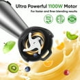 thumbnail image 6 of Immersion Blender Handheld 1100W 3 in 1 Corded Stick Hand Blenders for Kitchen with Trigger Speed Control, with Whisk, Milk Frother Attachemnts, Perfect Emulsifier for Soup, Smoothie, Puree, 6 of 14