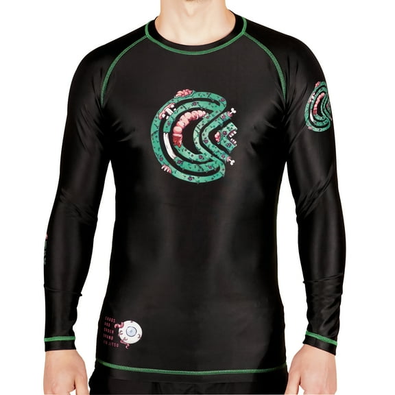 Chaos and Order Zombie Long Sleeve BJJ Rashguard - 2XL - Black