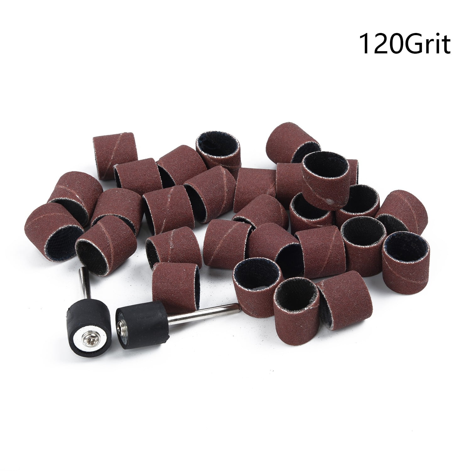 100Pcs 1/2 80 Grit Sanding Drum Bands Sleeves W/ 2 Mandrels For Rotary-Tool 