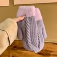 thumbnail image 2 of HNMKIU Double Layer Winter Knitted Mittens Soft Thermal Insulated Windproof Cold Weather Gloves for Extreme Warmth Purple,One Size, 2 of 3