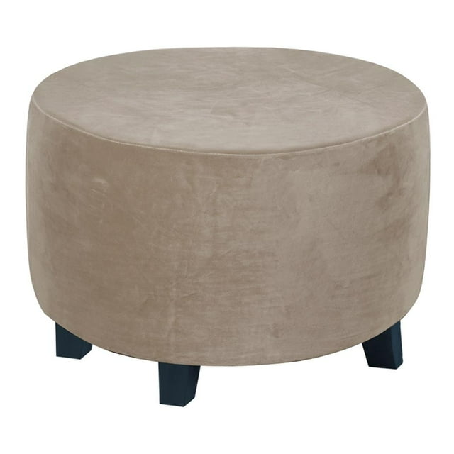 Housses Rondes pour Ottoman Housses Amovibles en Spandex pour Repose-Pieds Marron