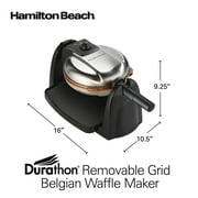 Hamilton Beach Durathon Belgian Waffle Maker with Removable Non-Stick Grids, Roataing Waffle Iron, Stainless Steel