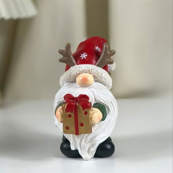 4.33Inch Christmas Gnomes Decor Resin Figurines with Red Hats and Snowflake Design, Cute Collectible Holiday Statue for Table Decor, Happy Xmas Gift to Celebrate Festive Home Centerpiece Decoration