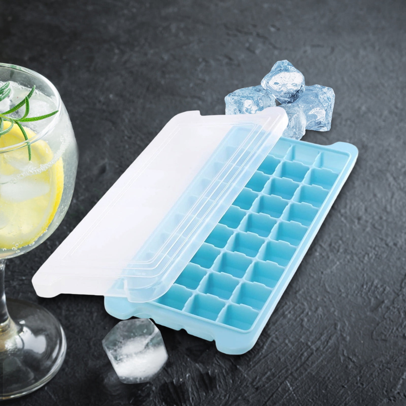 36 Slot Silicone Ice Cube Tray with Cover for Freezer, Easy Release Square Ice Cube Maker for DIY Fruit Cubes, , , Tea, Coffee, 1-4PC