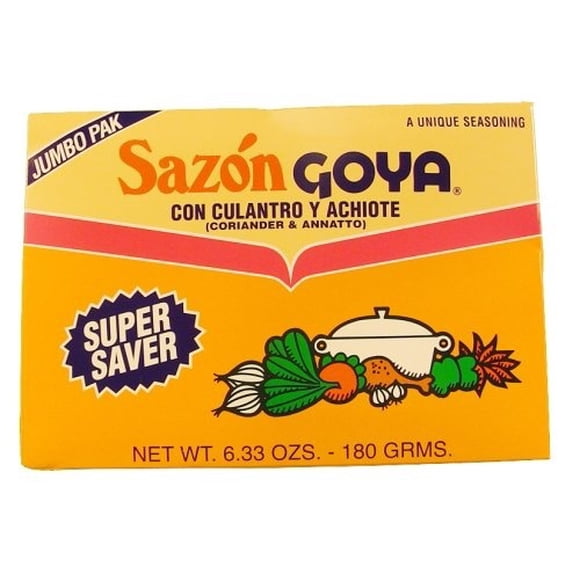 Sazon Goya - Con Culantro y Achote (Cilantro & Annatto) - Jumbo Pack - 180g - 1ct - Authentic Latin All-in-One Flavor and Vibrant Color Booster for Rices, Stews, and Tacos (1ct)
