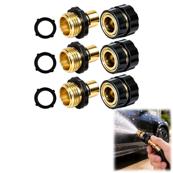 High Pressure Hose Adapter-3/4 Inch Garden Hose Quick Connect Fittings, Pressure Washer Hose Attachment, Male & Female Connector Set for Sprinkler(3pcs)