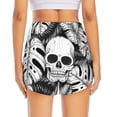 thumbnail image 2 of Lsque Skull and palm leaves Printed Women's Running Shorts with Liner Pockets,Elastic Quick Dry Workout Athletic Gym Yoga Shorts,Womens High Waist Shorts-Small, 2 of 9