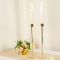 thumbnail image 2 of Efavormart 2 Pack | 24" Tall Gold Metal Clear Glass Taper Candlestick Holders, Hurricane Candle Stands, 2 of 11