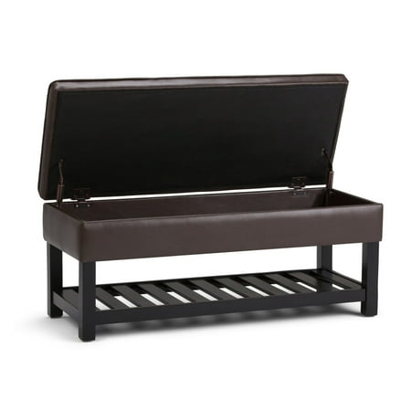 Simpli Home - Cosmopolitan Storage Ottoman Bench with Open Bottom - Chocolate Brown