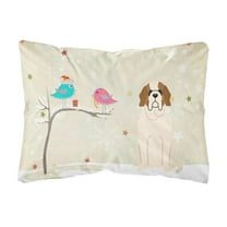 Carolines Treasures BB2507PW1216 Christmas Presents between Friends Saint Bernard Canvas Fabric Decorative Pillow, 12H