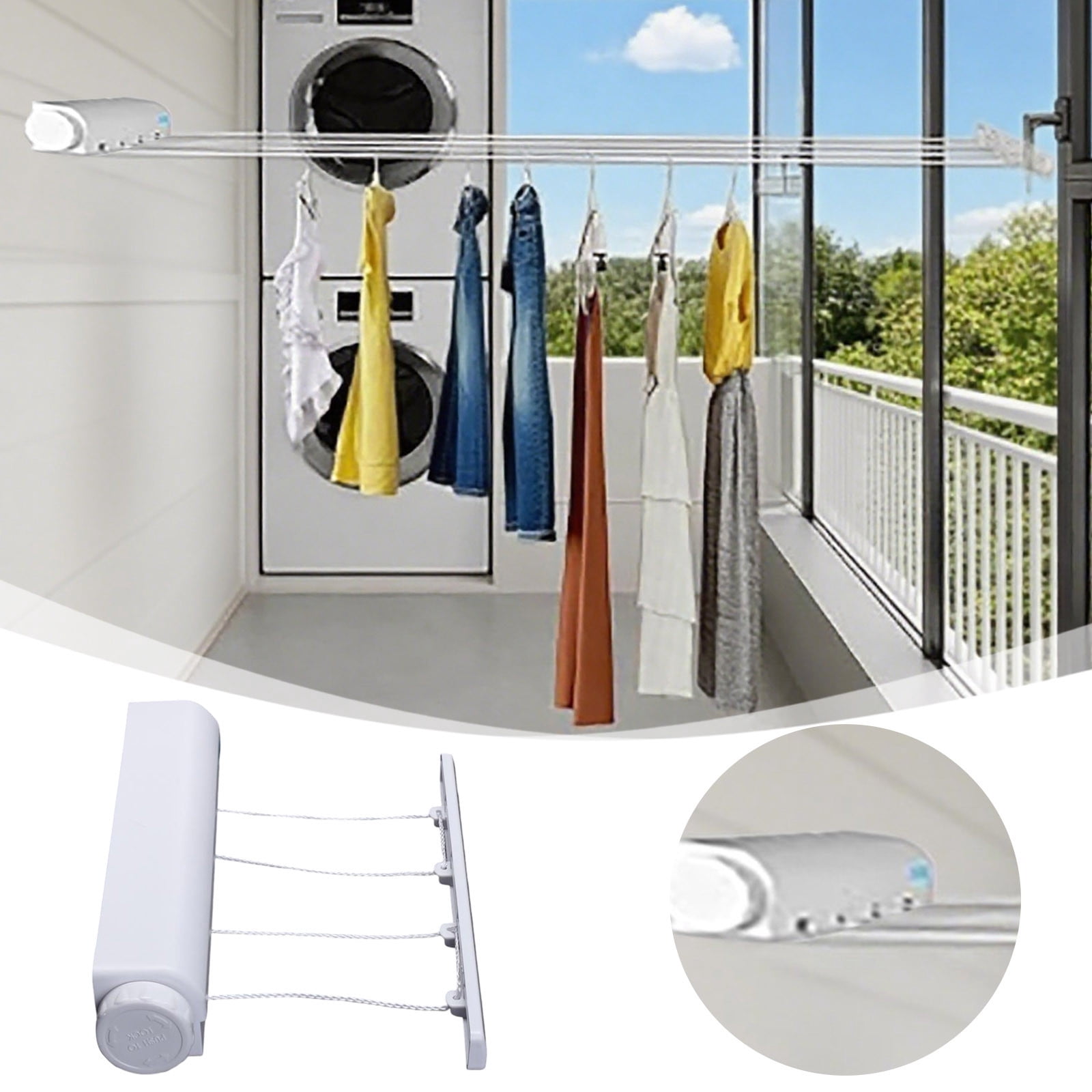 Retractable Wall Mounted Indoor Clothes Hanger Flexible Drying Rack for ...
