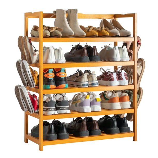 Zimtown 5Tier Sturdy Shoe Rack for Closet, Free Standing Wooden Shoe Shelf Shoe Storage