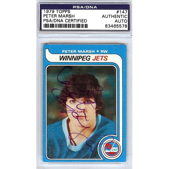 Peter Marsh Autographed 1979 Topps Card #147 Winnipeg Jets PSA/DNA #83465578
