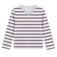 thumbnail image 6 of ShomPort Girls Boys T-Shirt Long Sleeve V-Neck Lightweight Striped Print Pullover Undershirt Trendy Clothes for Toddler, 6 of 7