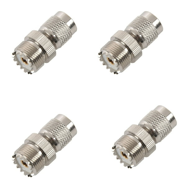 4X Macho A PL259 UHF Conector Adaptador Hembra, Plateado