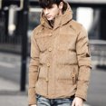 thumbnail image 4 of IYTR Men's Corduroy Hooded Thicken Coat Casual Thicken Down Jacket Solid Color Zipper Button Hooded Neck Jacket Long Sleeve with Pockets Khaki M, 4 of 4