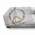 thumbnail image 2 of Groovy Soft Flannel Fleece Throw Blanket, Sign of Pacifism Wildflowers in Summertime Activities Design Print, Cozy Plush for Indoor and Outdoor Use, 70" x 90", Multicolor, by Ambesonne, 2 of 5