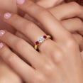 thumbnail image 4 of Gem Stone King 18K Yellow Gold Plated Silver Lab Grown Diamond and Red Created Ruby Engagement Ring for Women | 0.86 Cttw | Round 6MM | Gemstone April Birthstone | Size 9, 4 of 6
