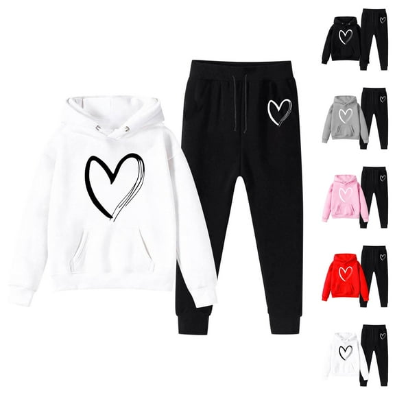 Little Girls Clothes Girls Clothing Sets Sweatshirt Girls Kids Boys Kids Hooded Tracksuit Unisex Two Piece Outfits Hoodie Sweatshirt Sweatpants Set