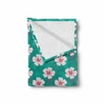 thumbnail image 2 of Floral Soft Flannel Fleece Throw Blanket, Simplistic Garden Flower Motifs Pale Silhouettes and Outlines, Cozy Plush for Indoor and Outdoor Use, 70" x 90", Baby Pink Turquoise, by Ambesonne, 2 of 6