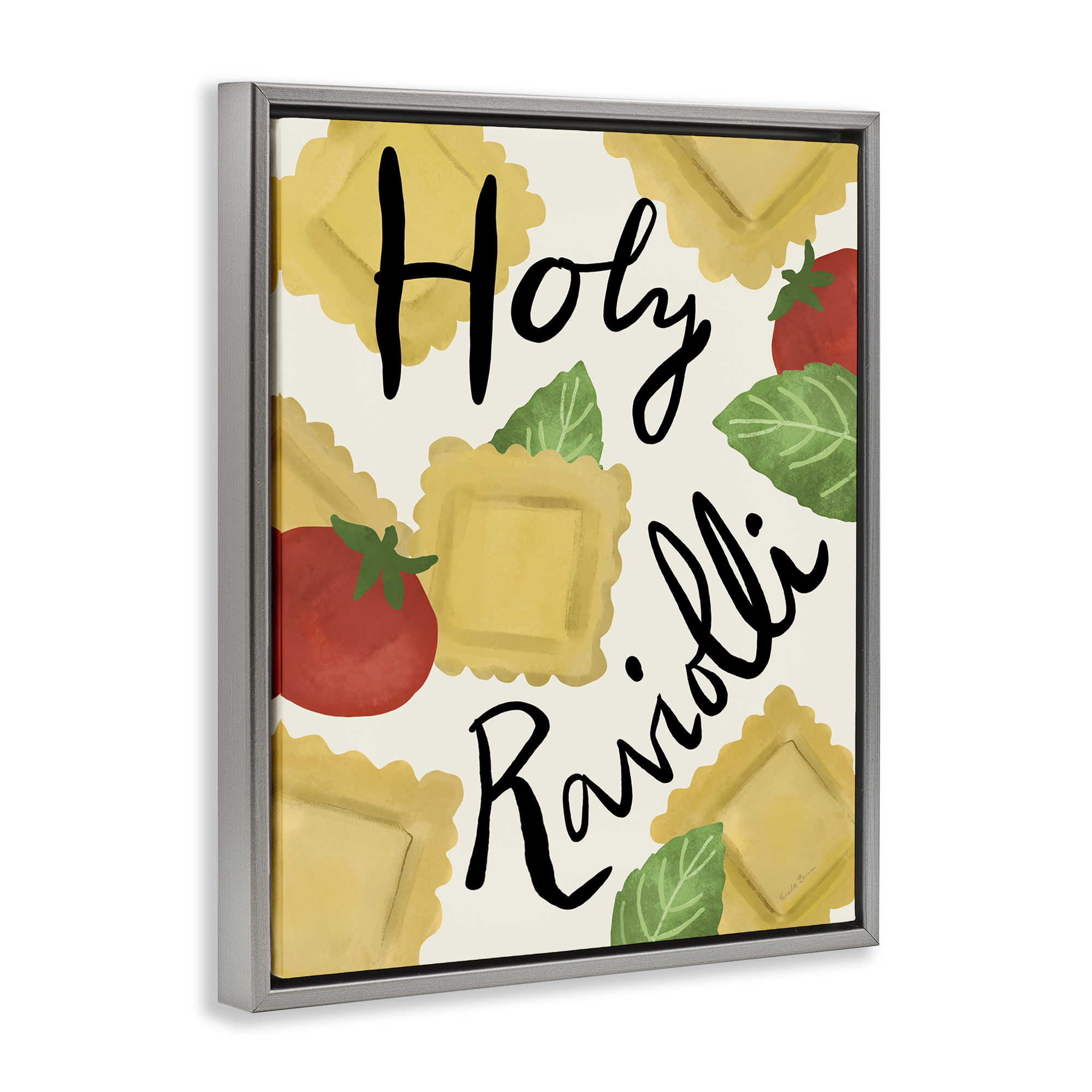 Stupell Industries Funny Holy Ravioli Food & Beverage Painting Gray Floater Framed Art Print Wall Art, 25 x 31