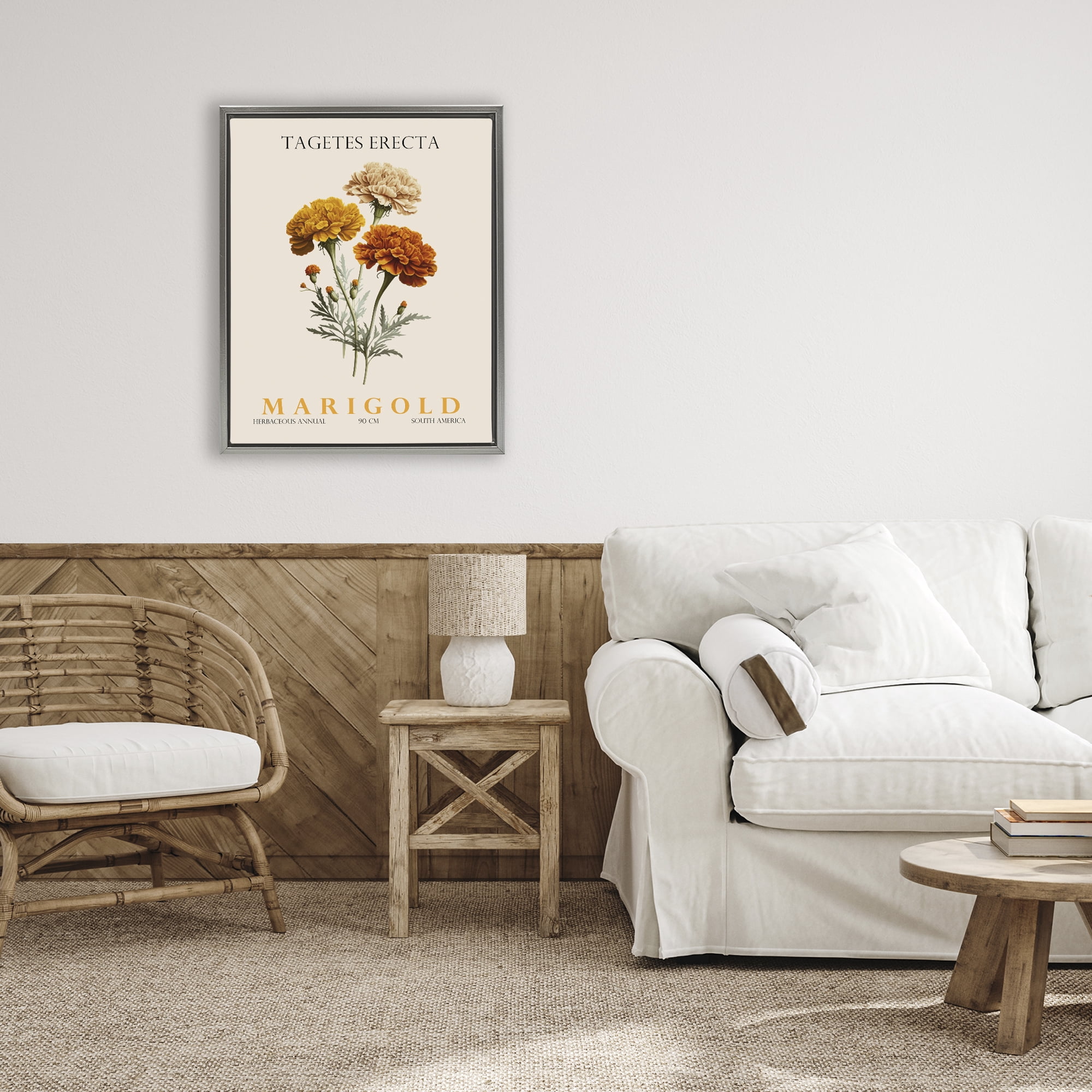 Stupell Industries Natural Marigold Bundle Gray Framed Floater Canvas Wall Art, design by Christopher Giampietro