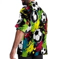 thumbnail image 3 of Football Men's Short Sleeve Spread Collar Button Down Beach Print Casual Shirts, 3 of 6