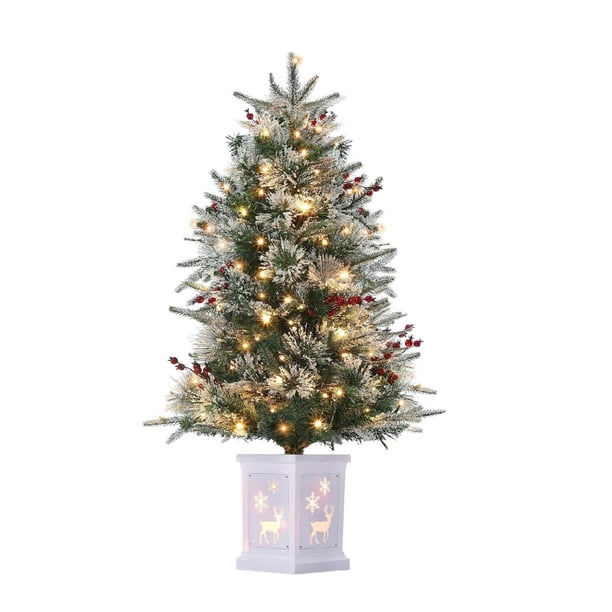 3-foot frosty pre-lit mini artificial christmas tree con 78 dual-color leds y elk base