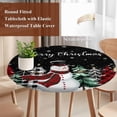 thumbnail image 4 of Black Christmas Round Tablecloth, Fitted Table Cover with Elastic for 55"-60" Round Tables, Snowman Plaid Xmas Tree Winter Snowflake Table Cloth Outdoor Indoor Dinning Party Waterproof Tablecloths, 4 of 7