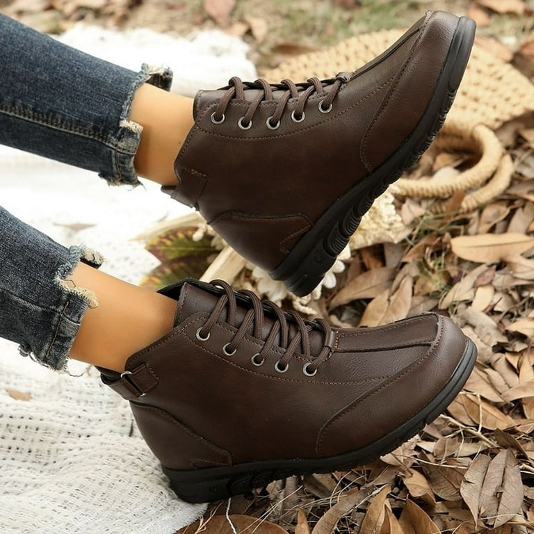 Caqnni 2024 New Flat Leather Comfortable Color Boots Leather Women Ankle  Women's Boots Casual Women Winter Booties And Boots (8.5,Brown) -  Walmart.com