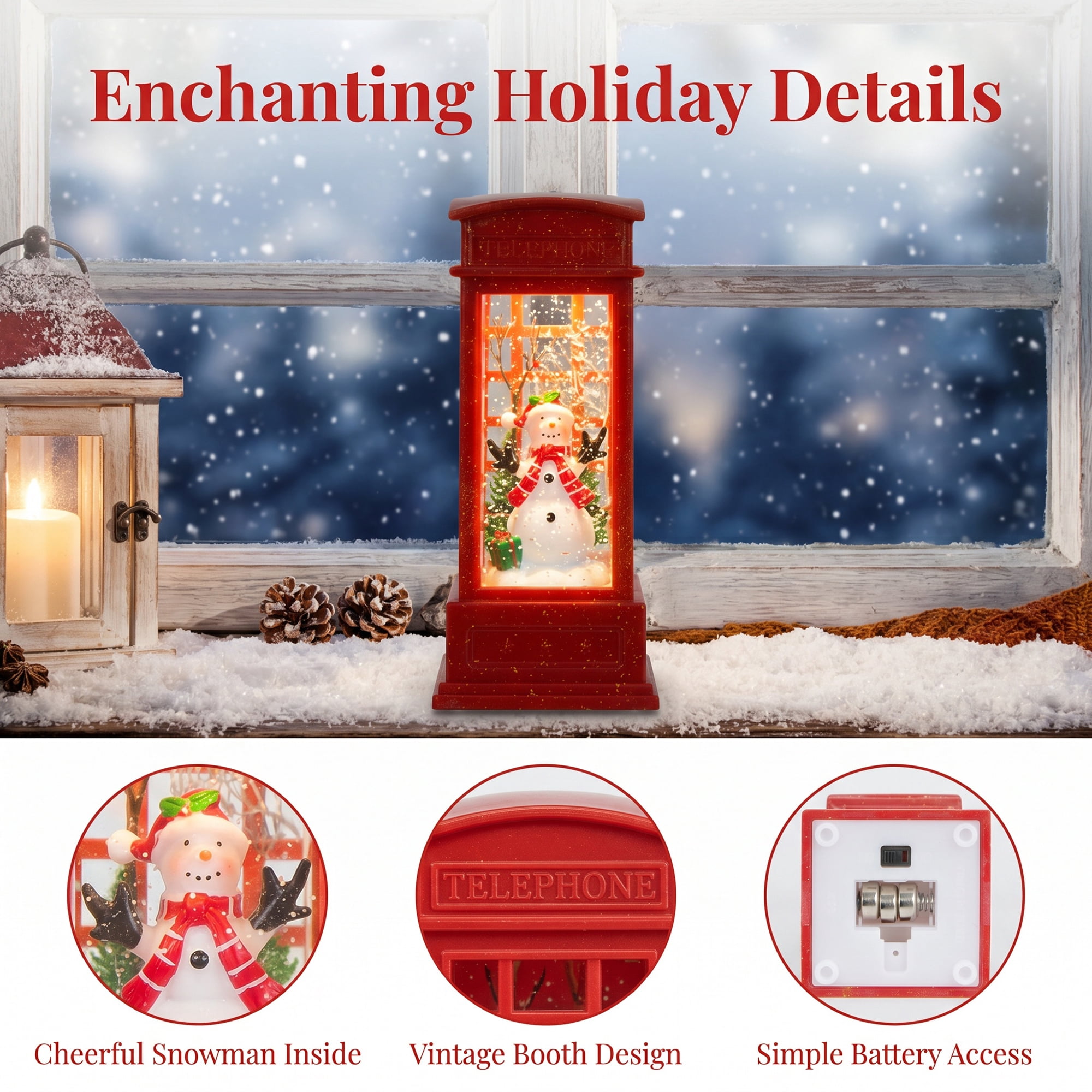 Unique Bargains Christmas Light Up Crystal Ball Mini LED Glitter Sphere Orb Red Style E
