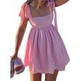 thumbnail image 3 of Franhais Women Summer Casual Mini Dress Solid Color Tie-Up Sling Dress Fashion Beach Short Dress, 3 of 8