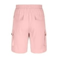 thumbnail image 4 of BLTIBY Mens Casual Shorts Summer Solid Color Elastic Waist Drawstring Beach Short Fashion Workwear Cargo Short Pants with Pockets 2025 Pink L, 4 of 8