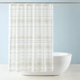 thumbnail image 3 of TOWN & COUNTRY EVERYDAY Solana Textured Woven Stripe Cotton-Rich Breathable Fabric Shower Curtain with Reinforced Buttonhole Top Hem, White/Tan/Charcoal, 70"x72", 3 of 10