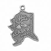 - Sterling Silver Alaska State Charm with Split Ring