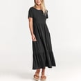 thumbnail image 3 of Valcatch Women Summer Casual Short Sleeve Crewneck A line Swing Flowy Tiered Shirt Maxi Beach Long Dress 2024 Trendy Outfits, 3 of 5