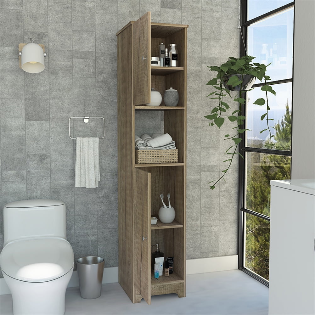 Cfowner 68" H Tall Bathroom Storage Cabinet w/ 2 Doors, Narrow Linen Tower Freestanding w/ Shelves for Home, Kitchen, Versatile, Anti-Tipping
