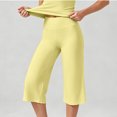 thumbnail image 5 of KPOPLK Womens 2 Piece Workout for Summer Fall Athletic Gym Pilates Yoga Slim Fit Short Sleeve Tee Shirt and Pant Outfit Set Yellow,Size L, 5 of 5