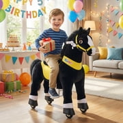 PonyCycle Kid-Powered Ride-On Horse Toy, No Battery, Hand Brake, Ages 4–7, Black, E438