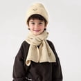 thumbnail image 3 of Visland 2Pcs/Set Knitted Hat Scarf Set Heart Embroidery Pattern Brimless Hat Long Scarf Set Soft Breathable Winter Accessory, 3 of 8