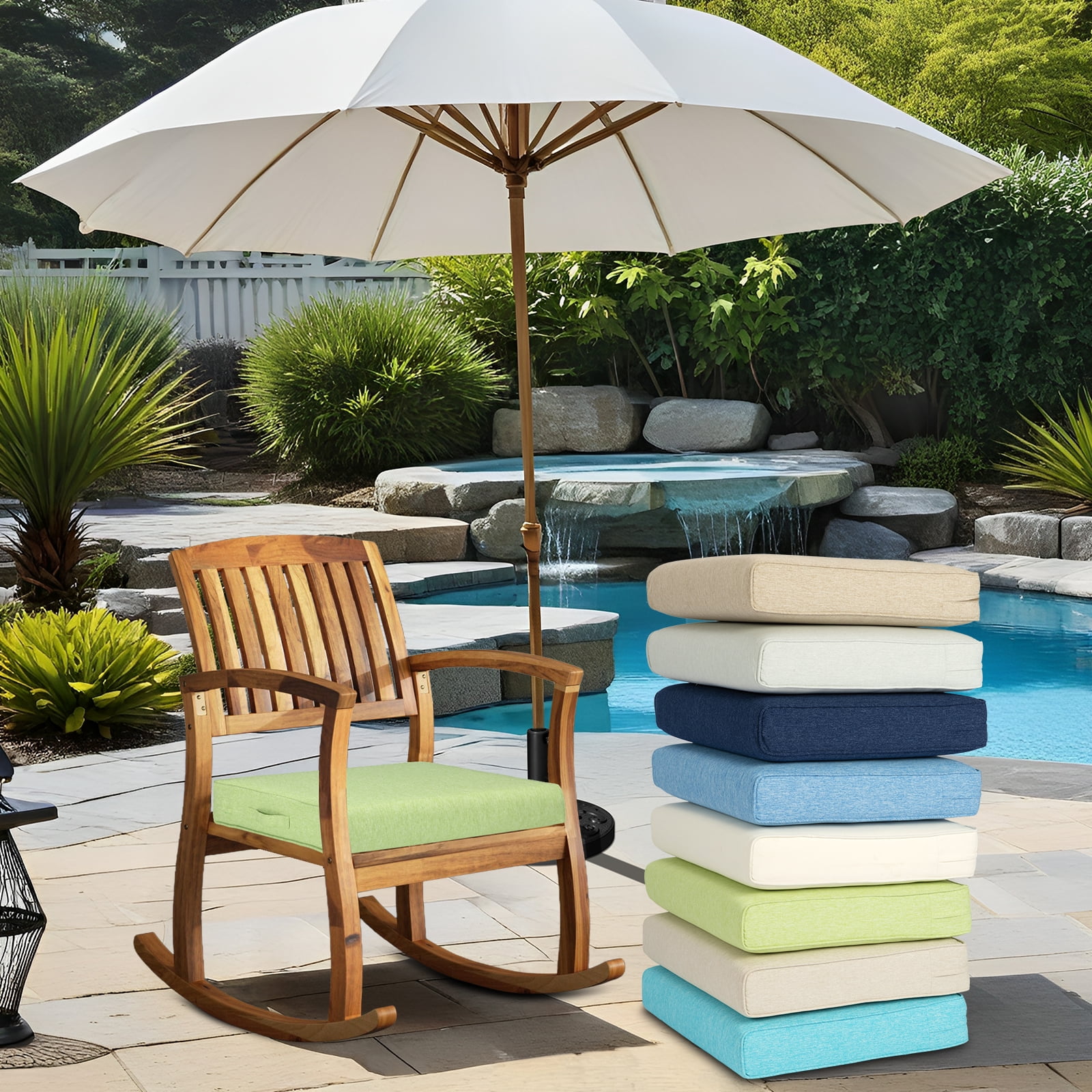 BPS Outdoor Chair Cushions Set of 2, 19" x 19" Water Resistant Outdoor Seat Cushions for Patio Furniture Dining Chair Pads Replacement, Green