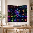 thumbnail image 5 of Neon Atom in a Grid of Laboratory Icons, Dramatic Digital Art for Science Lovers, Chemistry Wall Art, Graduation Gift, Tapestry Wall Hanging for Bedroom and Dorm, 5 of 7