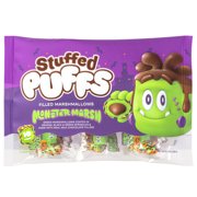 Stuffed Puffs Filled Marshmallows Monster Marsh Halloween Green Filled Marshmallows Made with Real Milk Chocolate and Coated with Sprinkles (10 CT Individual Singles), 9.2 oz