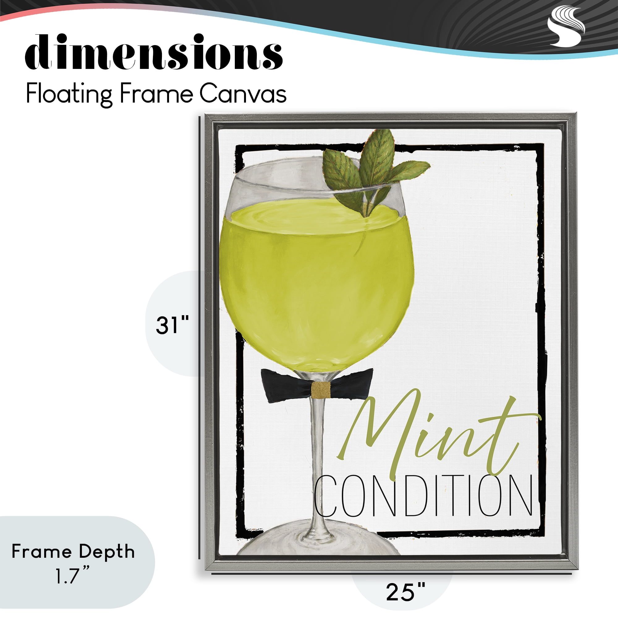 Stupell Industries Mint Condition Cocktail Gray Framed Floater Canvas Wall Art, design by Lorenzo Collective