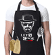 thumbnail image 5 of Delantal impermeable ajustable para hombre con bolsillo para cocina, babero negro con estampado de letras alrededor del cuello, estilo divertido, 5 of 5