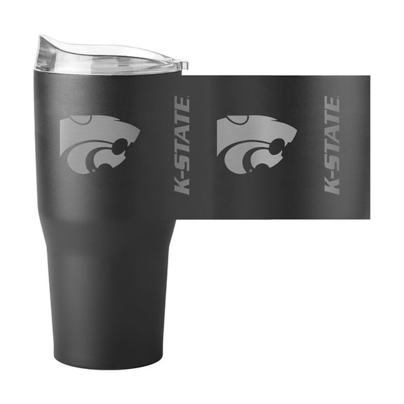 Logo Brands 158-S30PT-BLK-9 Kansas State 30 oz Etched Powder Coat Tumbler