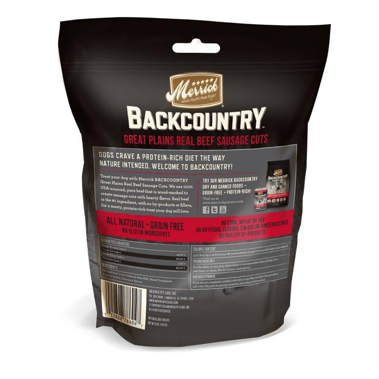 Merrick Backcountry Great Plains Grain Free Real Beef Sausage Cuts Dog Treats Merrick Backcountry Great Plains Grain Free Real Beef Sausage Cuts Dog Treats