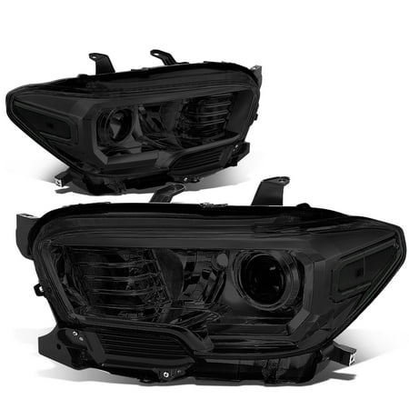 For 2016 to 2018 toyota Tacoma Pair Smoked Housing Clear Corner Projector Headlight / Headlamp Set (Best Uca For Tacoma)